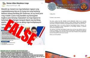 Adamson University slams false credentials of an SK Candidate.